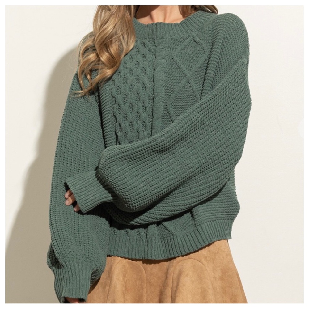 28 Boho Must Have Puff Long Sleeve Cable Sweater Top
